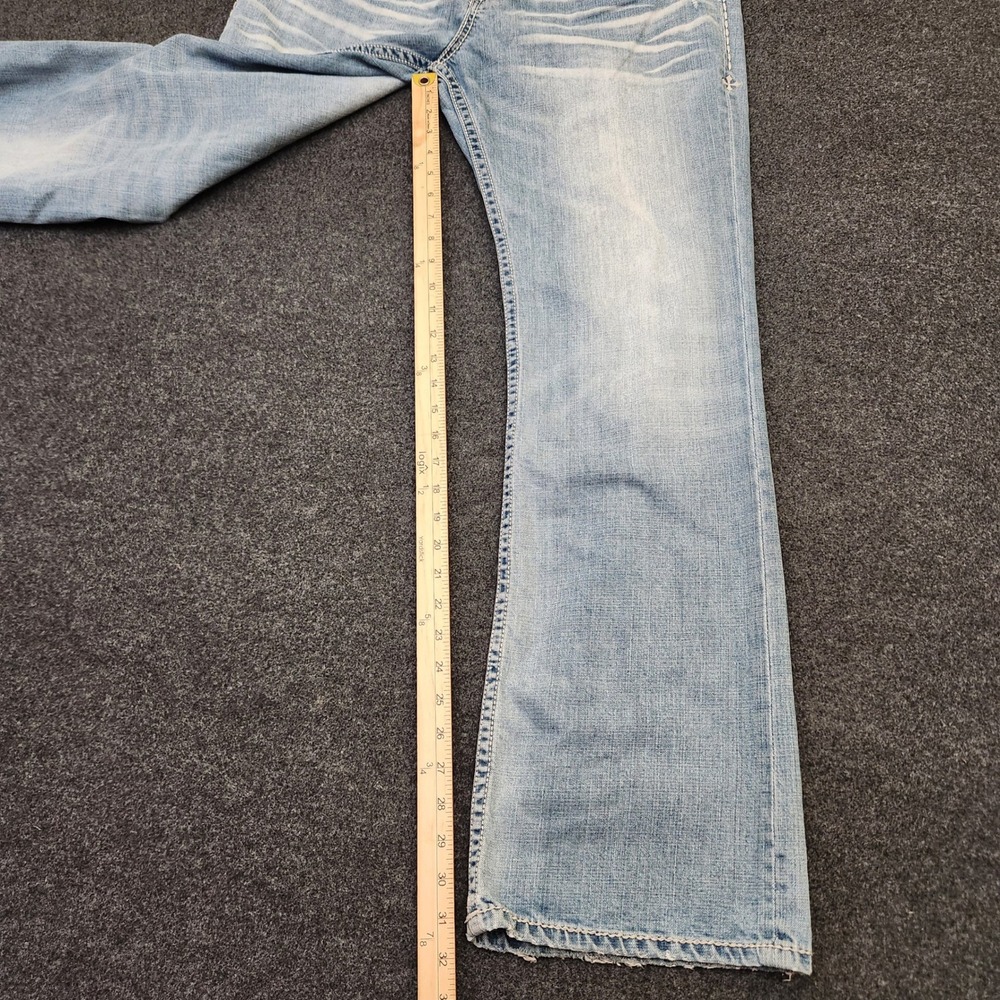 Affliction Cooper Mens Relaxed Straight Jeans Light Wash Distressed Blue Size 36 - Picture 7 of 11